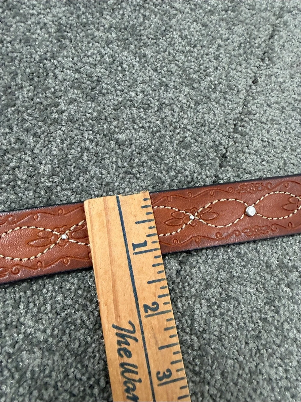Dockers Belt Wm Large Brown Leather Embossed Stitched Studded Western